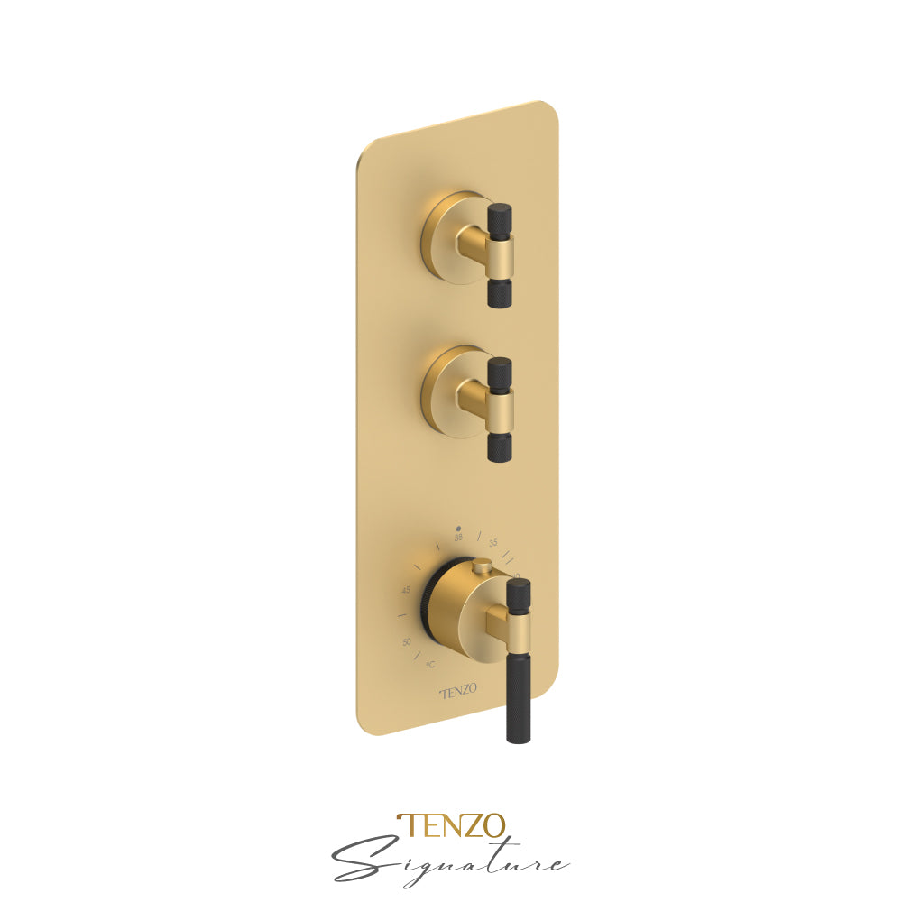 Tenzo Bellacio Extenza 2-Function Thermostatic High-Flow Shower Valve, Rough & Trim, Smaller Knurled - BET42-F