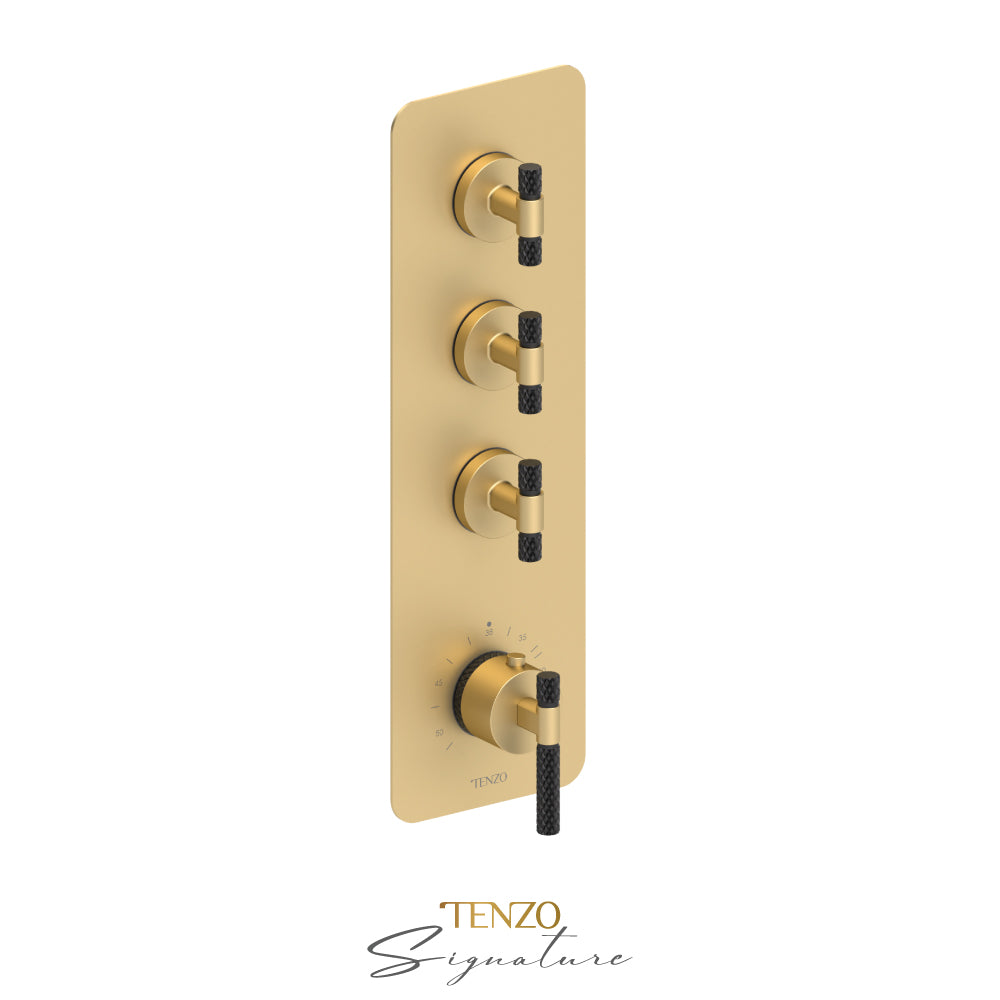 Tenzo Bellacio Extenza 3-Function Thermostatic High-Flow Shower Valve, Rough & Trim, Larger Knurled - BET43-C