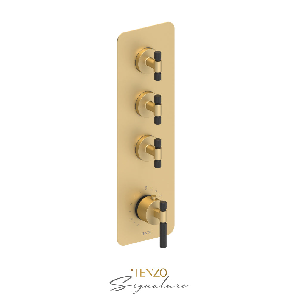 Tenzo Bellacio Extenza 3-Function Thermostatic High-Flow Shower Valve, Rough & Trim, Smaller Knurled - BET43-F