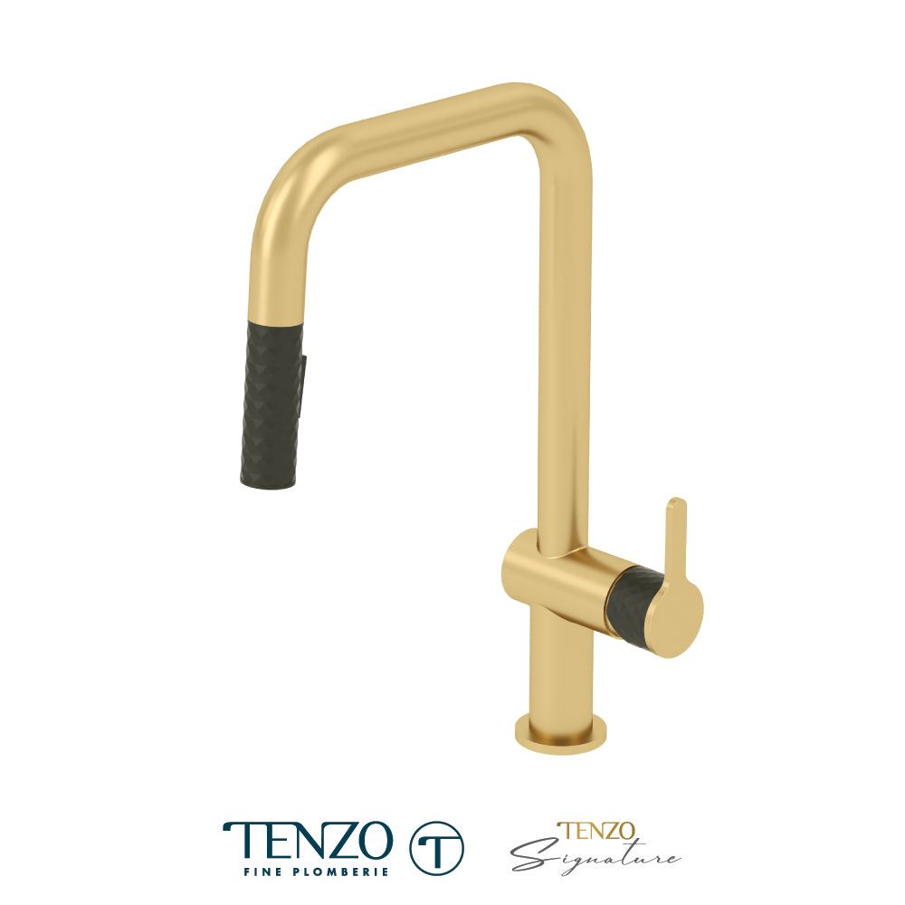 Tenzo Calozy Pull-Down Single-Handle Kitchen Faucet With U-Spout & 2-Function Sprayer - CA131