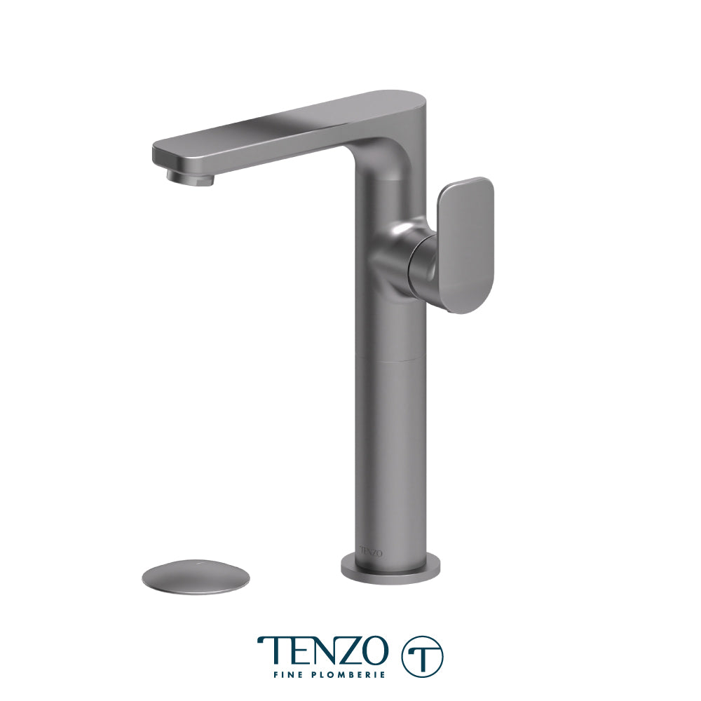 Tenzo Delano Side-Lever Tall Single Hole Lavatory Faucet, Drain with Overflow - DE10H-P