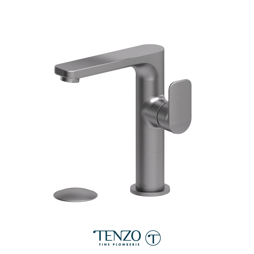 Tenzo Delano Side-Lever Mid-Height Single Hole Lavatory Faucet, Drain without Overflow - DE10M-W