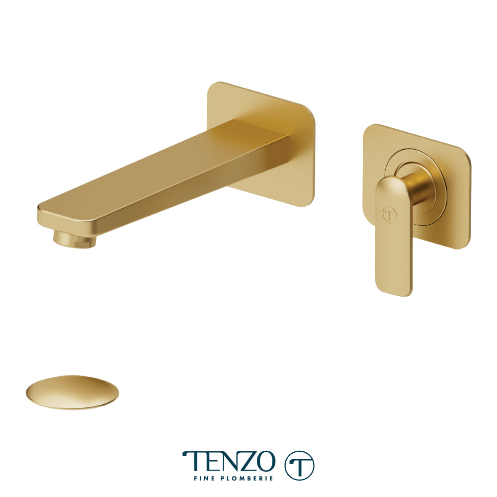 Tenzo Delano Wall Mount Lavatory Faucet Trim, Drain without Overflow - F-DE14-W
