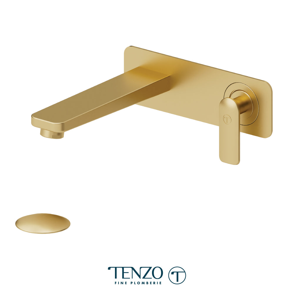 Tenzo Delano Single Plate Wall Mount Lavatory Faucet, Drain with Overflow - DE15-P