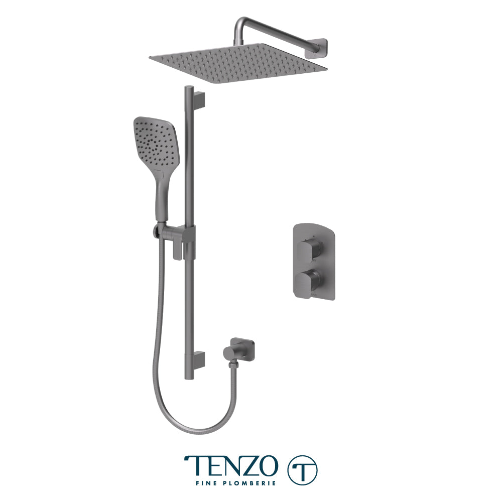 Tenzo Delano T-Box 2-Function Pressure Balance Shower Kit, 12" AirBoost Rain Head & Wall Arm - DEPB32-20112