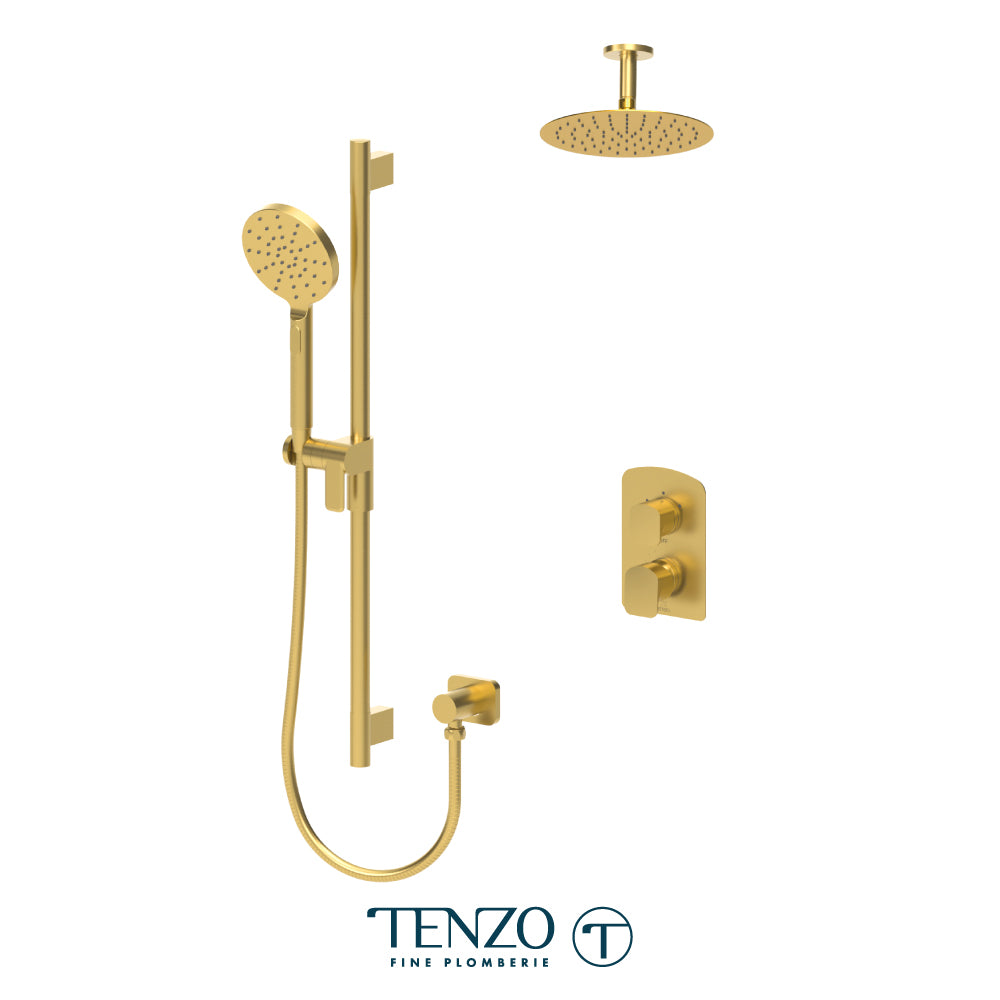 Tenzo Delano T-Box 2-Function Pressure Balance Shower Kit, 10" Round AirBoost Rain Head & Ceiling Arm - DEPB32-21131R