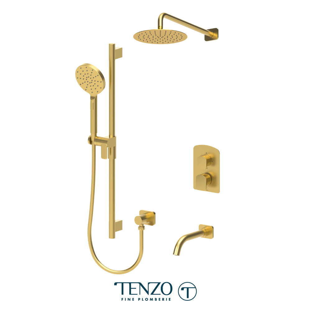 Tenzo Delano T-Box 3-Function Pressure Balance Shower Kit, 10" Round AirBoost Rain Head & Wall Arm - DEPB33-501115R