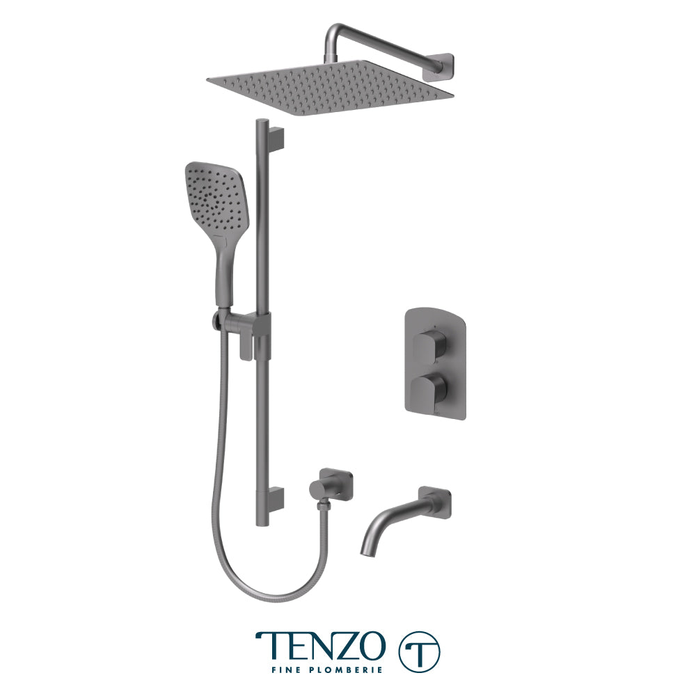 Tenzo Delano T-Box 3-Function Pressure Balance Shower Kit, 12" AirBoost Rain Head & Wall Arm - DEPB33-501125