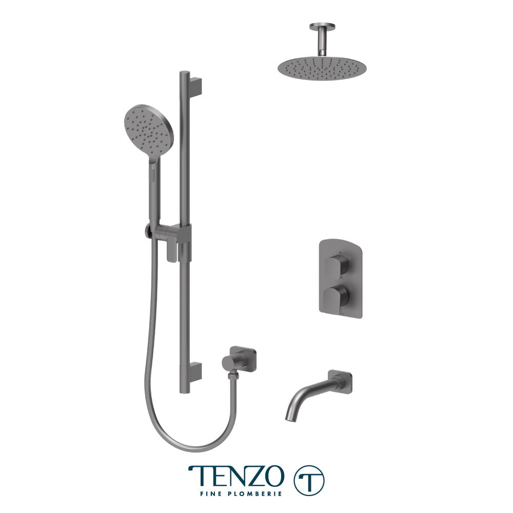 Tenzo Delano T-Box 3-Function Pressure Balance Shower Kit, 10" Round AirBoost Rain Head & Ceiling Arm - DEPB33-511315R