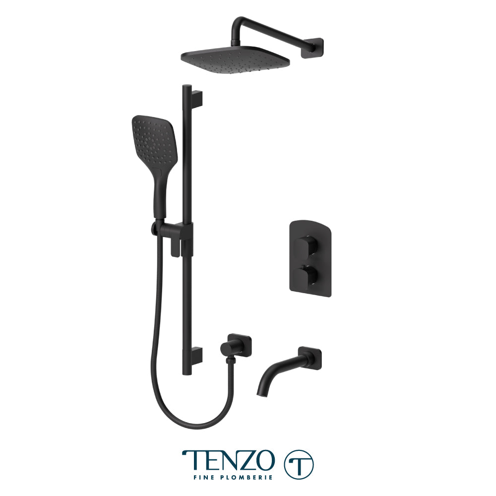 Tenzo Delano T-Box 3-Function Thermostatic Shower Kit, 9" Rain Head & Wall Arm - DET33-501145