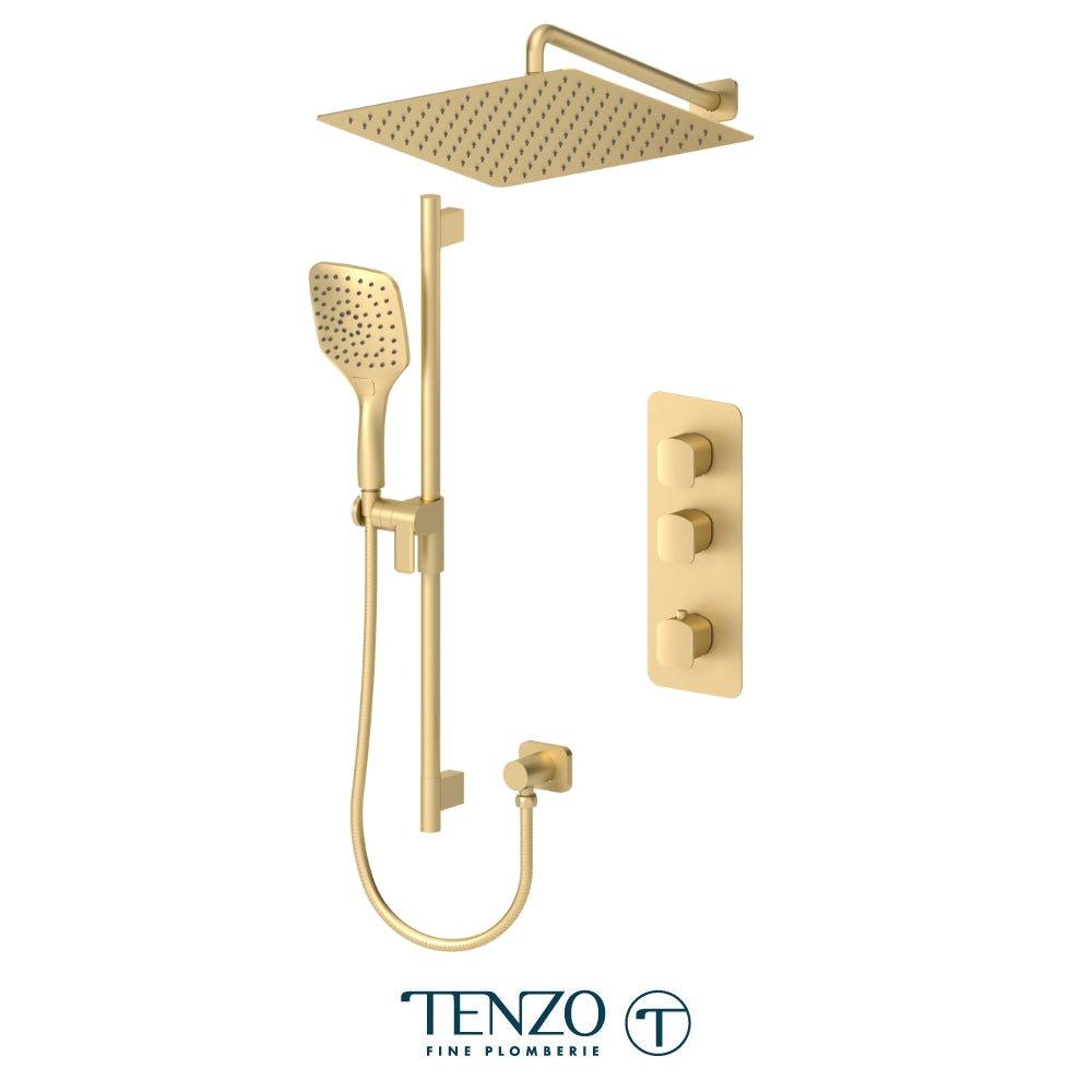 Tenzo Delano Extenza 2-Function Thermostatic Shower Kit Trim, 16" AirBoost Rain Head & Wall Arm - F-DET42-20113