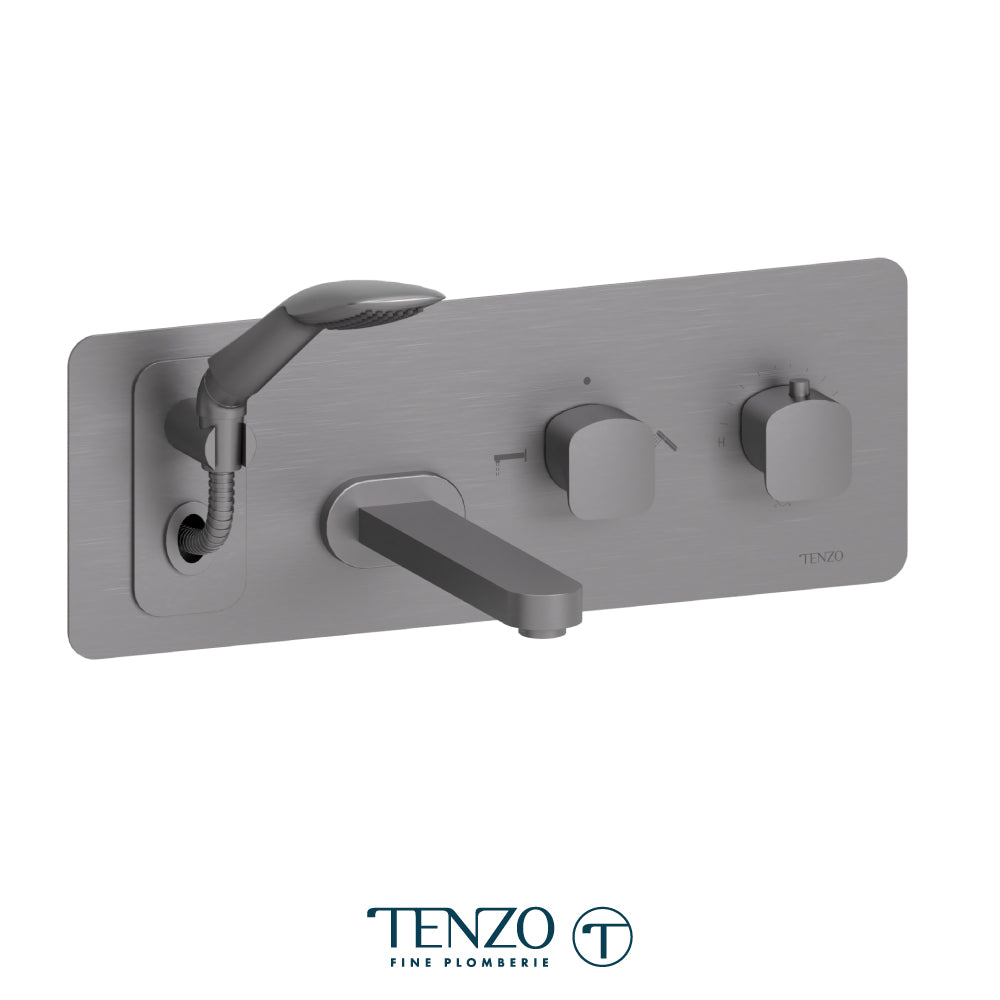 Tenzo Delano Wall Mount Thermostatic Tub Filler With Hand Shower, Rough & Trim - DET73