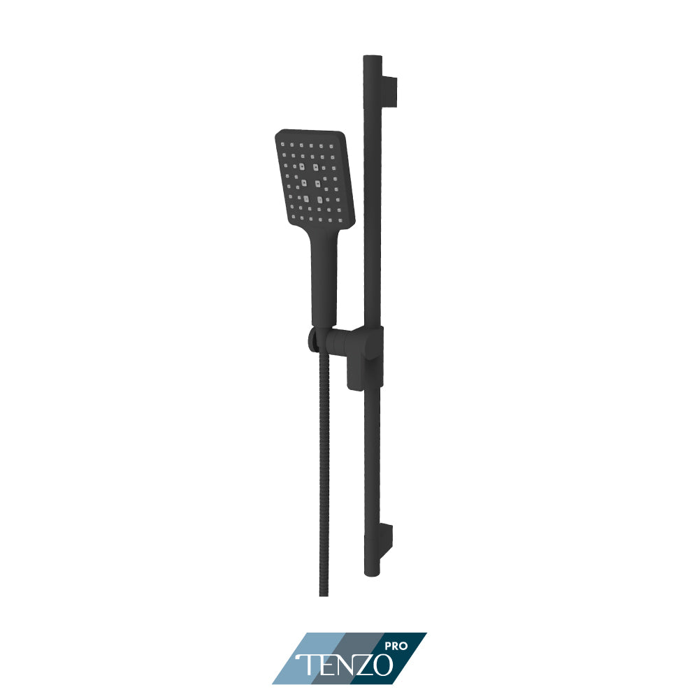 Tenzo Pro Sliding Bar Kit, Round Bar & HS-224 Square 3-Position Hand Shower, Bar, Hand Shower and Hose - KRD-13524
