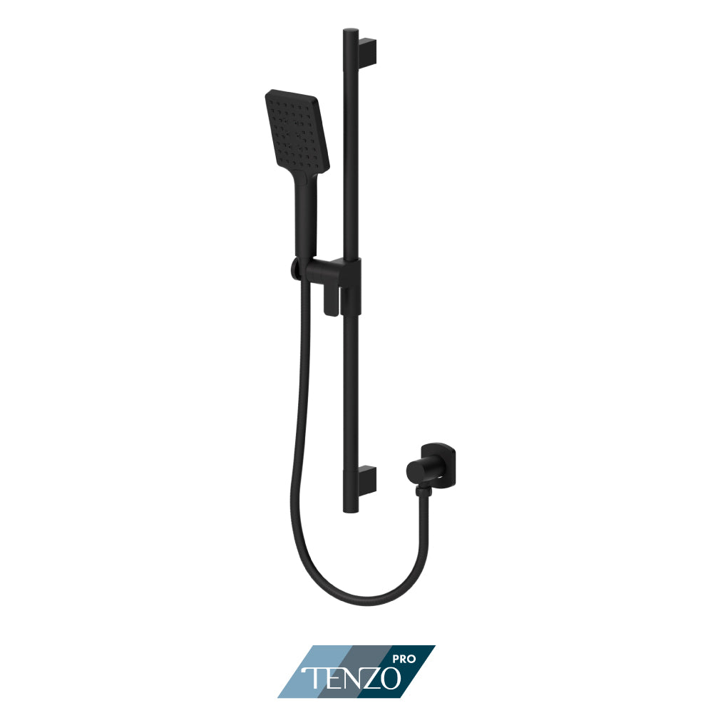Tenzo Pro Sliding Bar Kit, Round Bar & HS-224 Square 3-Position Hand Shower, With Supply Elbow - KRD-1352410