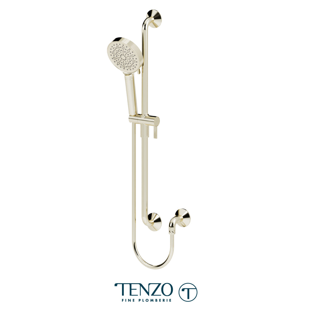 Tenzo Fine Plomberie Sliding Bar Kit, Round Bar & HS-230 Round Hand Shower, With Supply Elbow - KRD-3143014