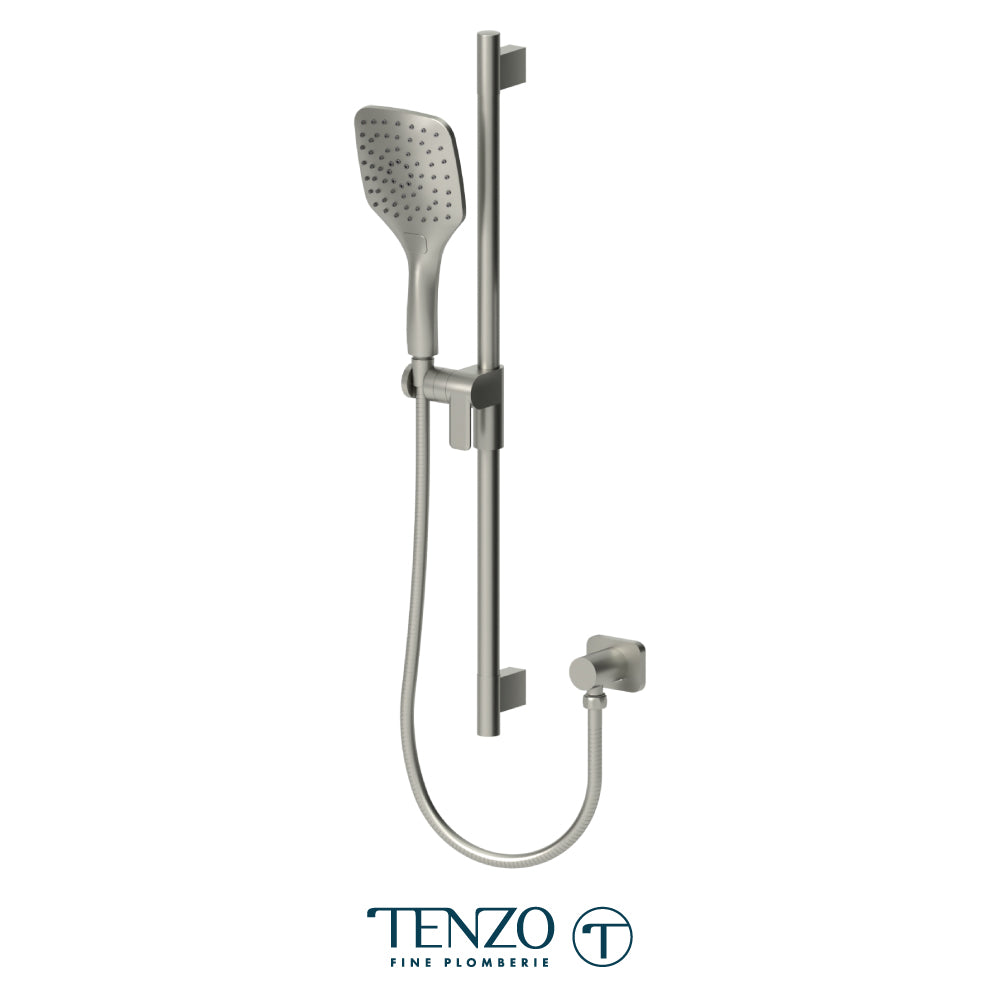 Tenzo Fine Plomberie Sliding Bar Kit, Round Bar & HS-218 Square Hand Shower, With Supply Elbow - KRD-35188