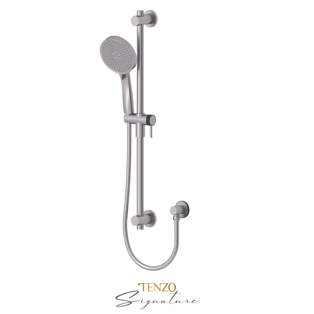 Tenzo Signature Sliding Bar Kit Larger Knurled, Round Bar & HS-227 Round Hand Shower, With Supply Elbow - KRD-362712-C