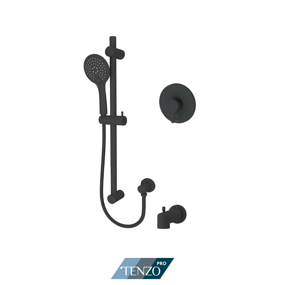 Tenzo Mylo Pressure Balance Shower Kit Trim, Sliding Bar Kit & Tub Spout With Diverter - F-MYPB21-1102