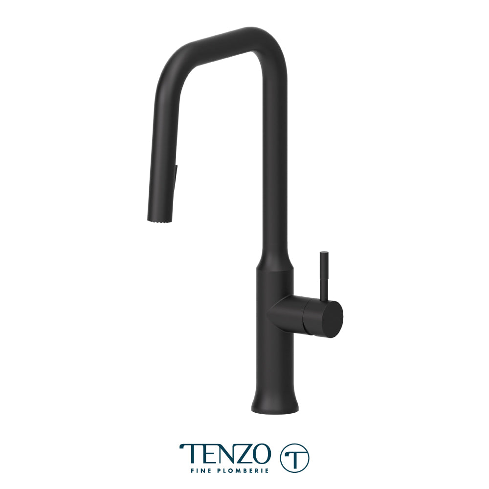 Robinet de cuisine monocommande rétractable Tenzo Regia avec bec en C et pulvérisateur 2 fonctions - RE131