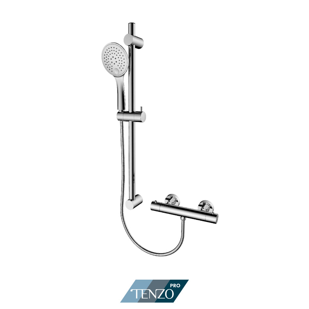 Tenzo TEX109-10822 exposed thermostatic shower kit, polished chrome