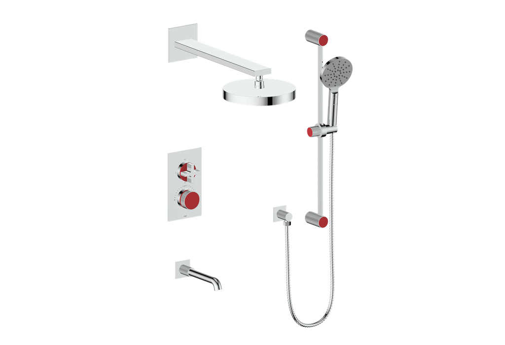 Vogt Mond 3-Way Thermostatic Shower System With Rough-In Valve, Polished Chrome