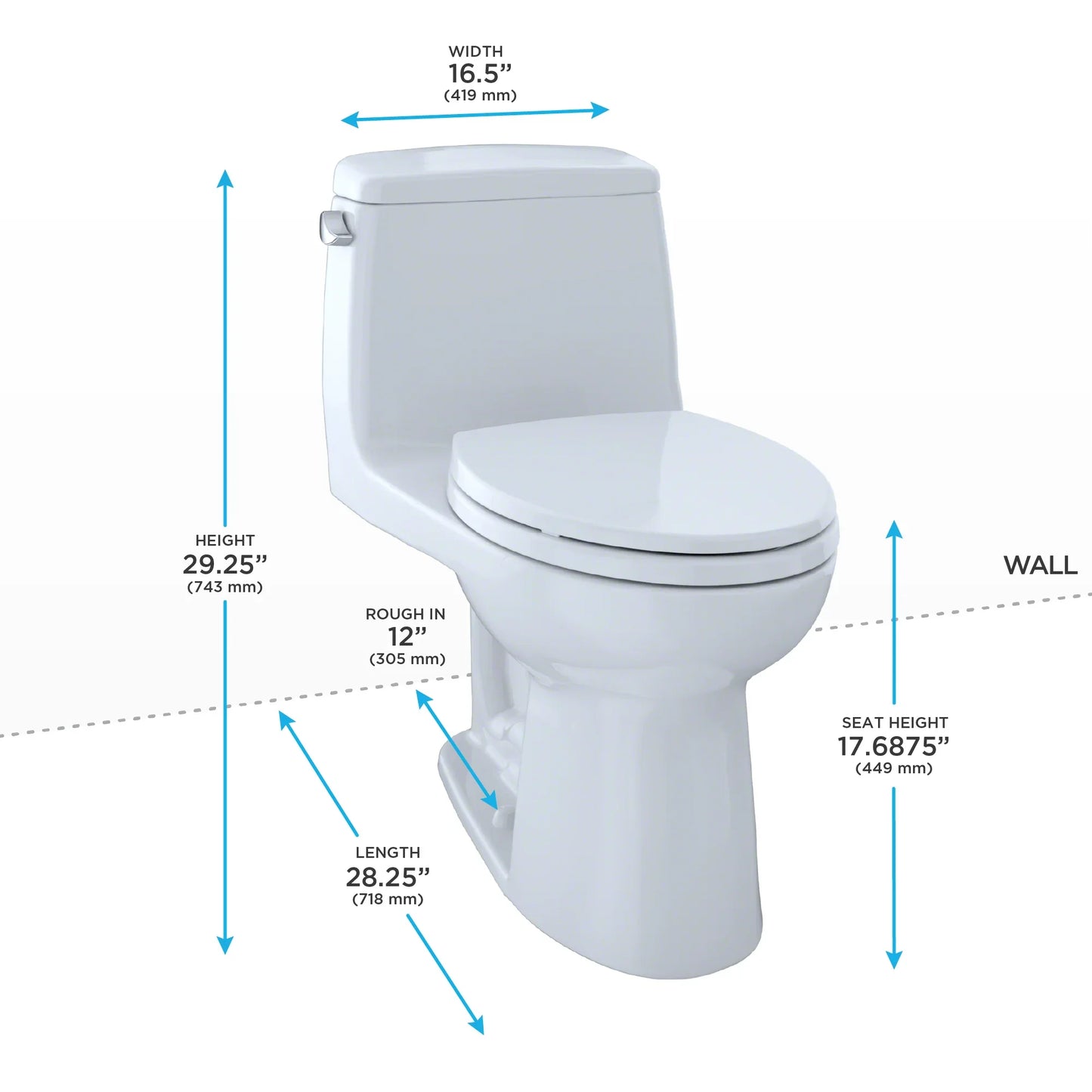 TOTO Eco Ultramax Elongated One-Piece Toilet, ADA Height 1.28 GPF with CEFIONTECT Glaze