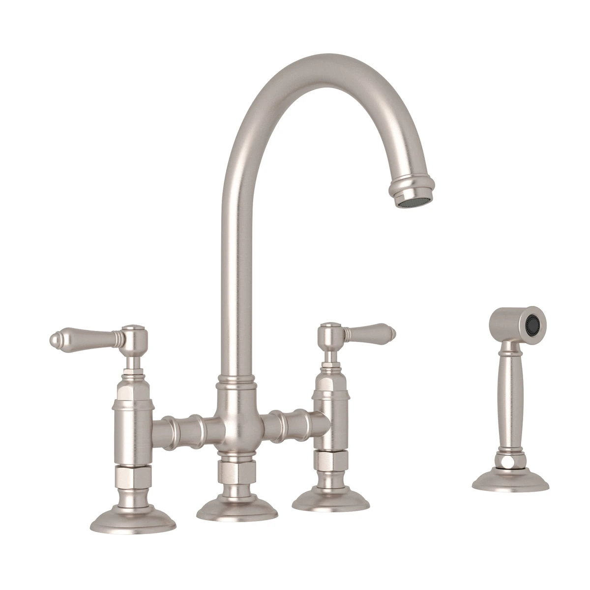 Rohl Acqui Bridge Kitchen Faucet With Side Spray & Lever Handles A1461LMWS-2