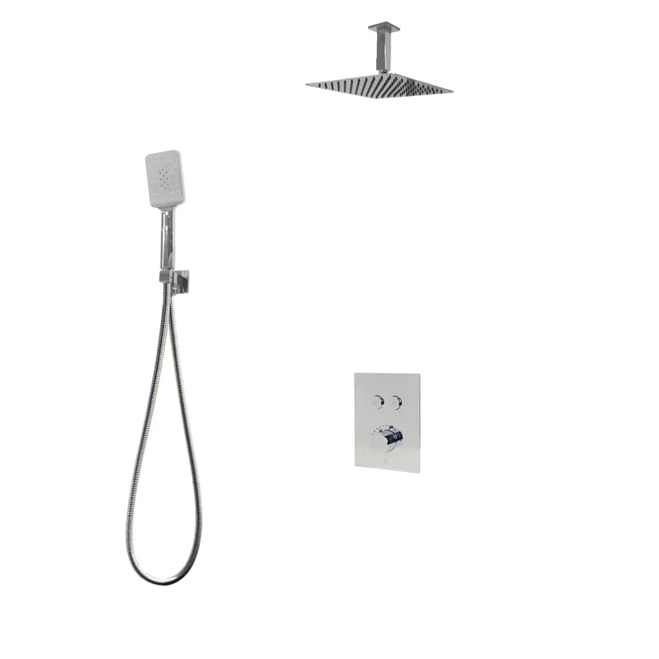 Kodaen Amber Push-Button Two Way Thermostatic System, 10" Shower Head