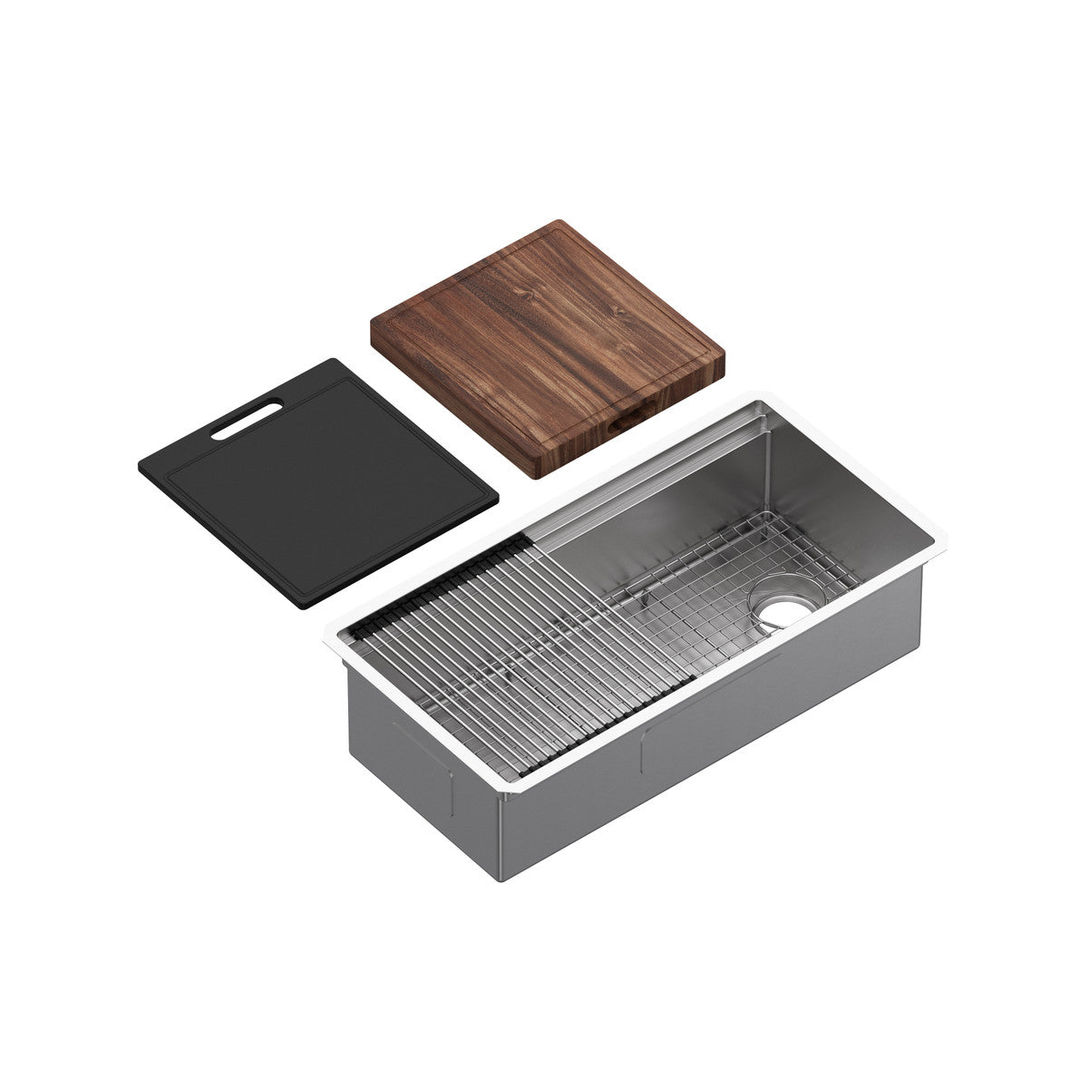 Rohl Culinario 36" Stainless Steel Chef/Workstation Sink With Accessories - RUWUM3619WSSB