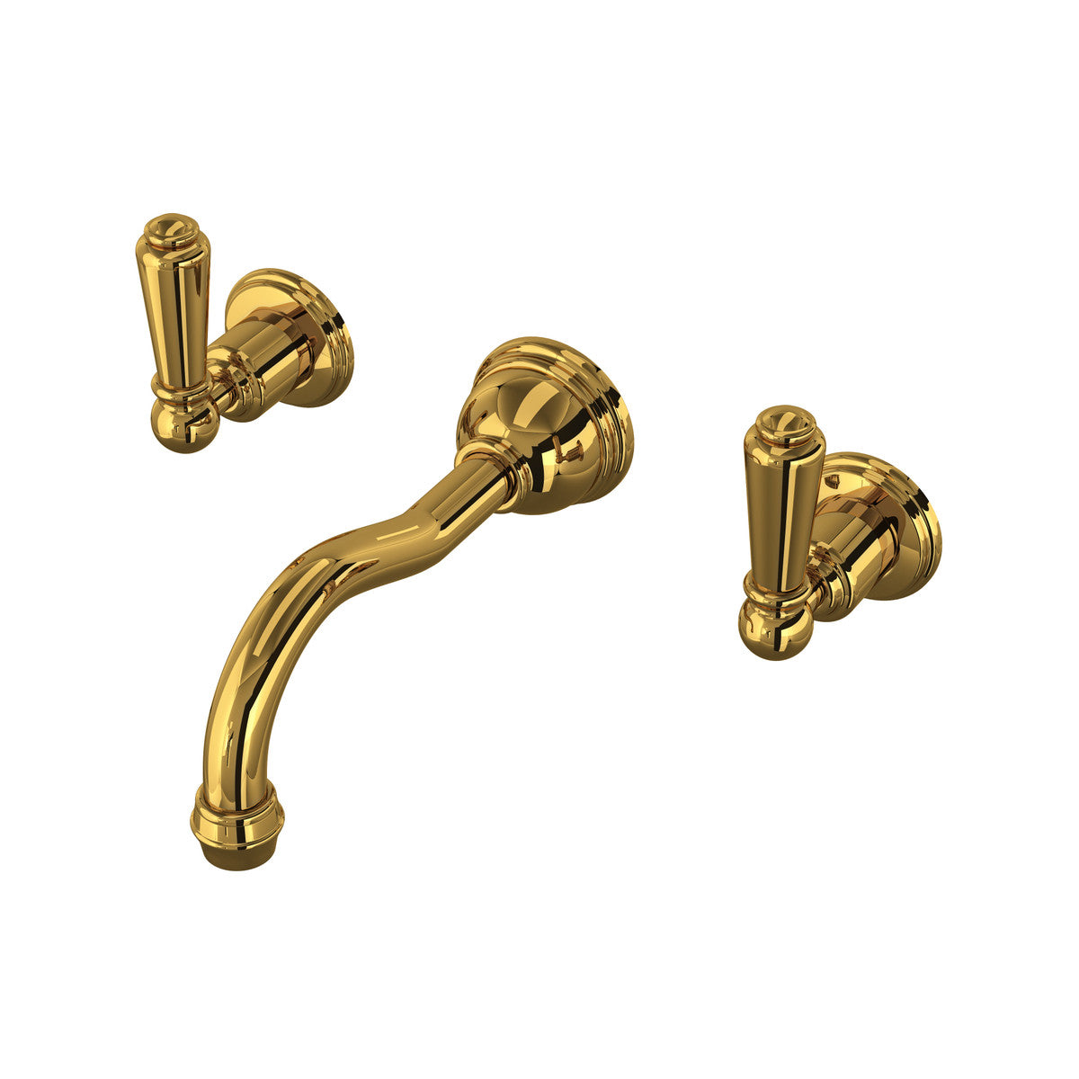 Perrin & Rowe Edwardian Wall Mount Lavatory Faucet Trim With Column Spout Lever Handle