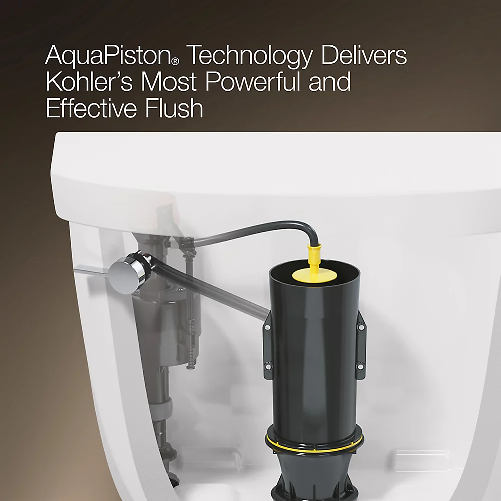 Kohler Reach One-Piece Compact Elongated Toilet With Skirted Trapway, 1.28 GPF Right-Hand Trip Lever
