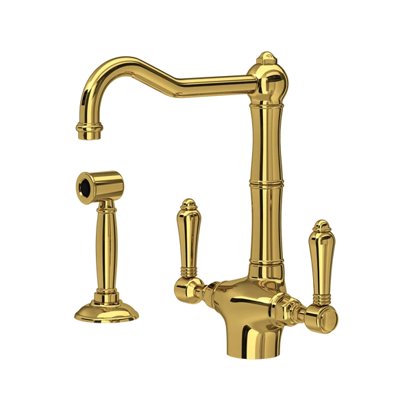 Rohl Acqui Two Handle Kitchen Faucet With Side Spray & Lever Handles - A1679LMWS-2