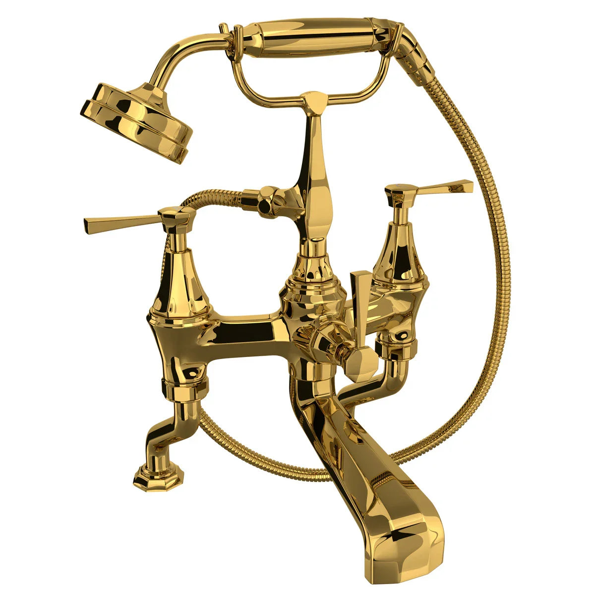 Perrin & Rowe Deco Exposed Deck Mount Tub Filler With Handshower