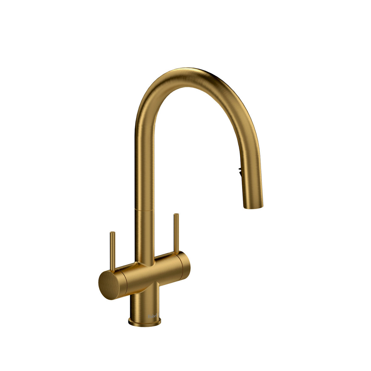 Riobel Azure Two Handle Pull-Down Kitchen Faucet With C-Spout Dual Spray 1.5 GPM