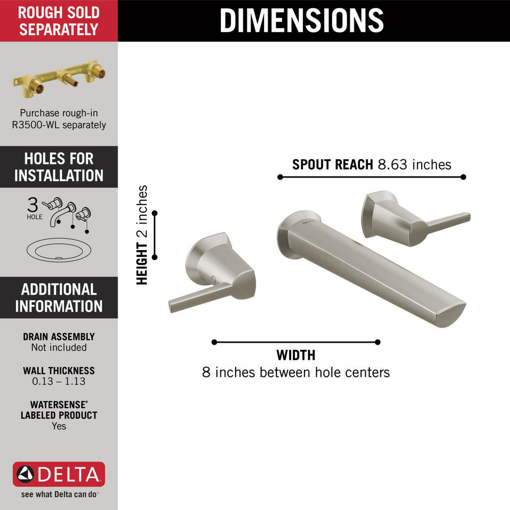 Delta T3571LF Galeon Wall-Mount Bathroom Faucet Trim