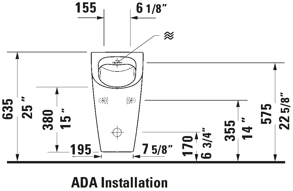 Duravit ME by Starck Wall-Mounted Rimless Urinal