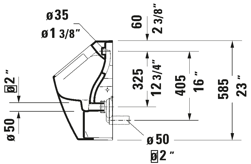 Duravit ME by Starck Wall-Mounted Rimless Urinal