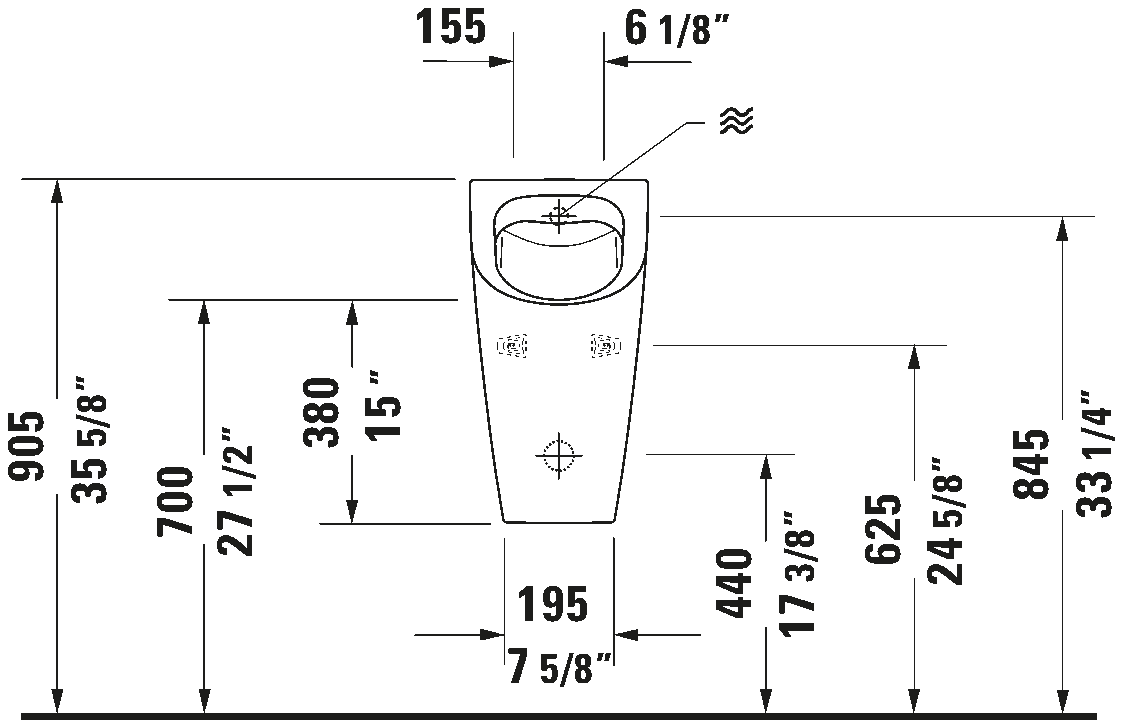 Duravit ME by Starck Wall-Mounted Rimless Urinal