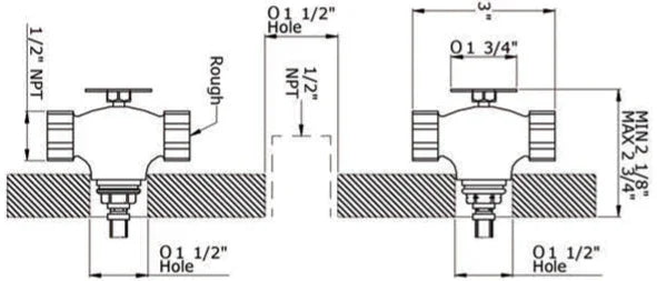 Perrin & Rowe 1/2" Rough-In Valve For Wall Mount Lavatory Faucets with Lever Handles - U.3260R-2
