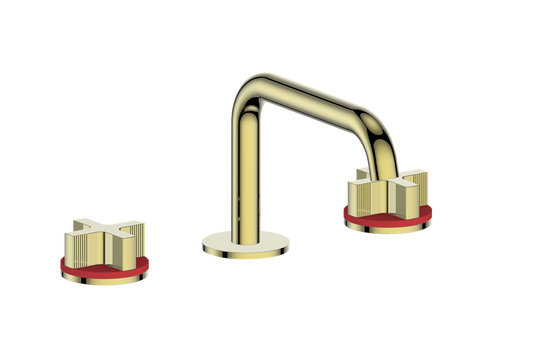 Vogt Mond 8" C.C. Lavatory Faucet With Pop-Up Drain Angular Spout in Gold