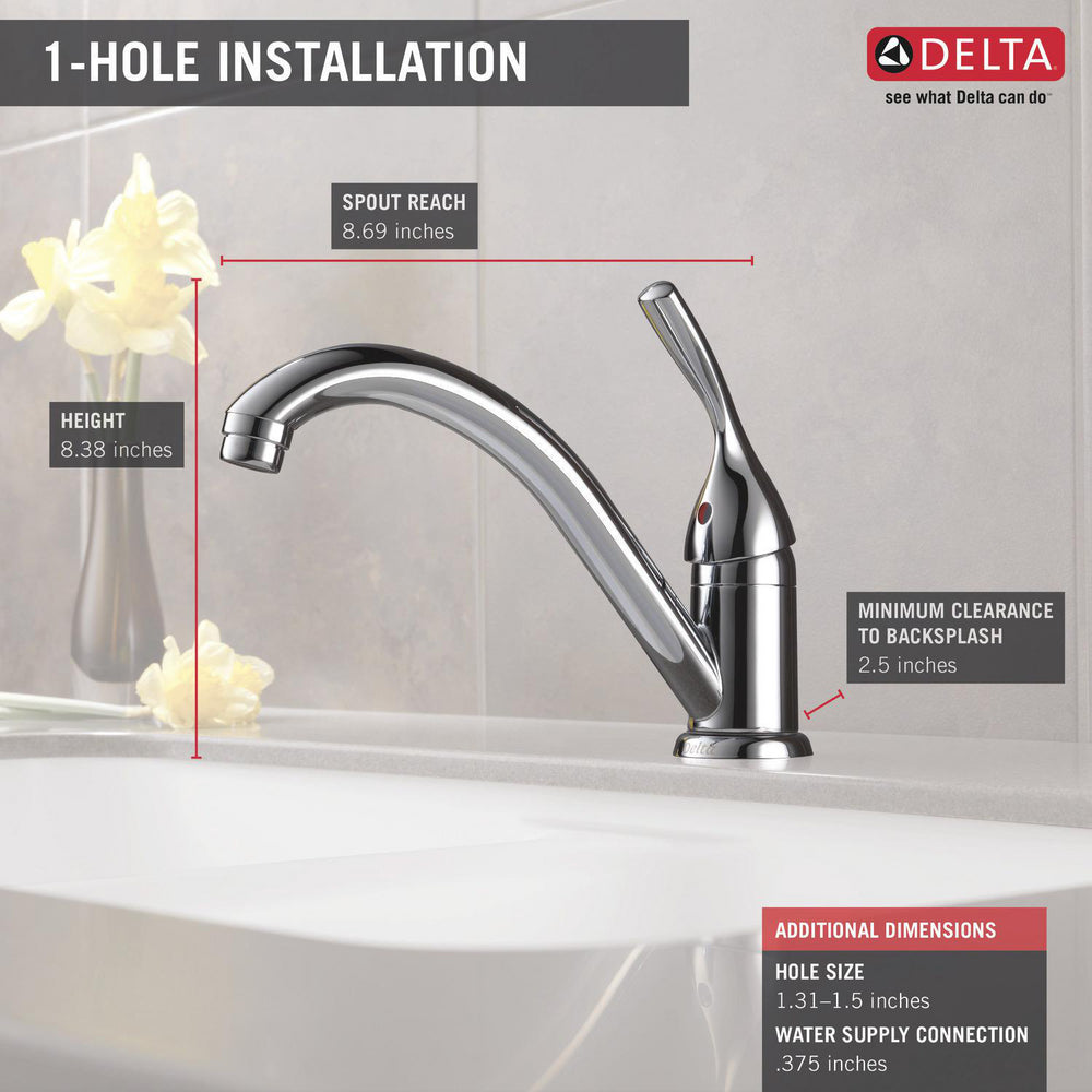Delta Classic Single Handle Kitchen Faucet 1.8 Gpm - 101-DST