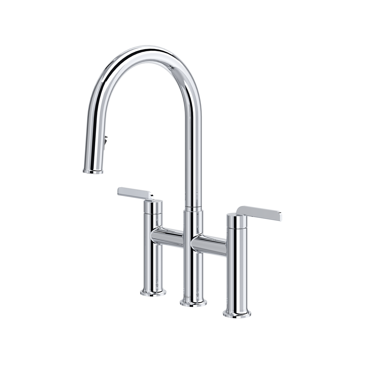 Riobel Authentica Bridge Pull-Down Kitchen Faucet With C-Spout Dual Spray 1.5 GPM