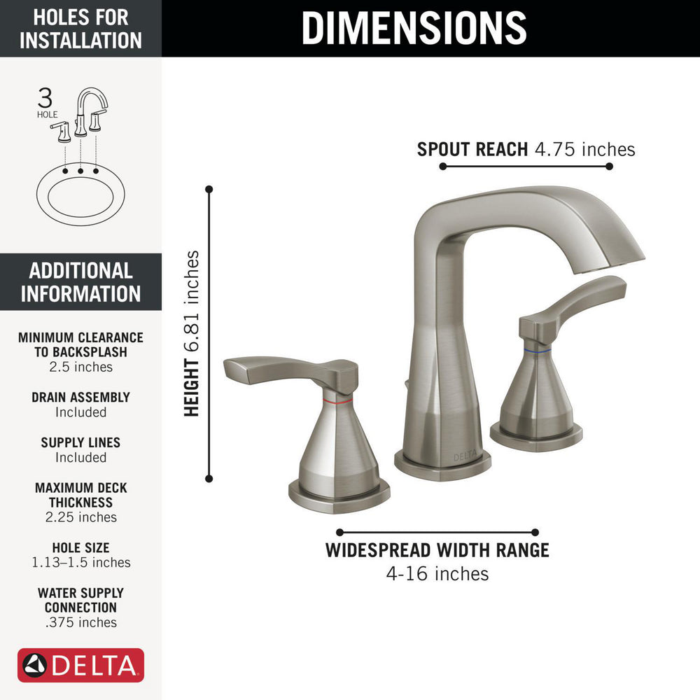 Delta Stryke Robinet de Lavabo Entraxe Large Poignées à Levier - 35776