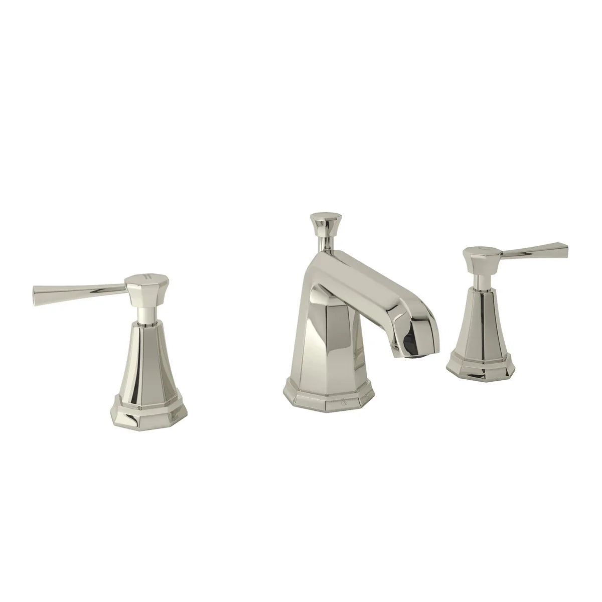 Perrin & Rowe Deco High Neck Widespread Bathroom Faucet, Metal Lever Handle