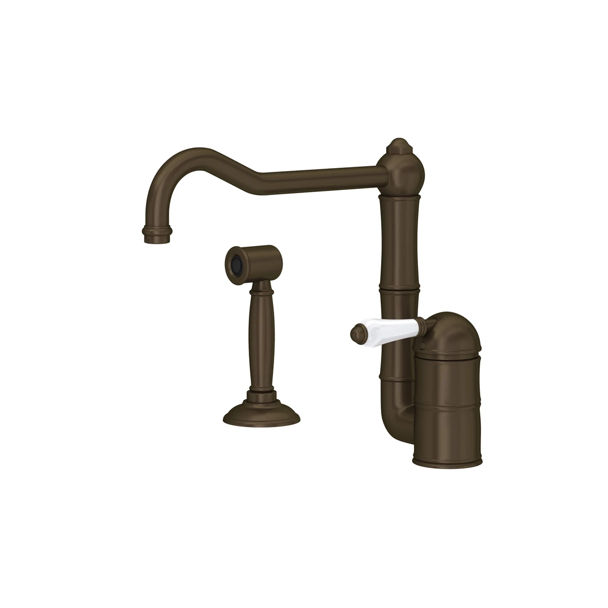 Rohl Acqui Kitchen Faucet With Side Spray, Porcelain Lever Handles - A3608LPWS-2