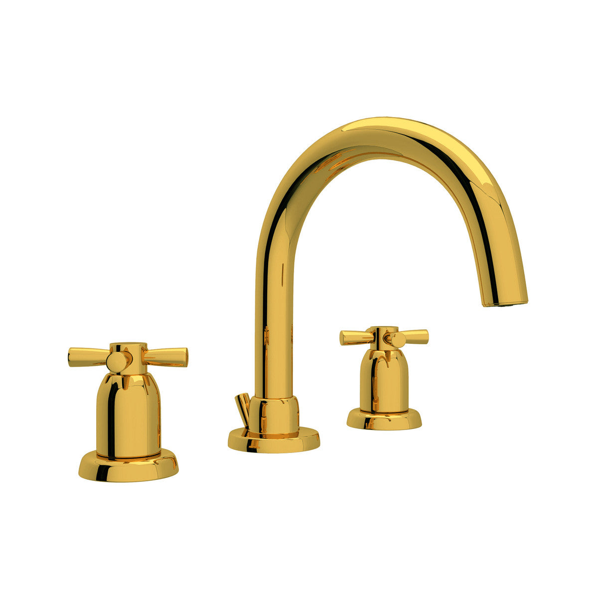 Perrin & Rowe Holborn 3-Hole Tubular C-Spout Widespread Bathroom Faucet Cross Handle