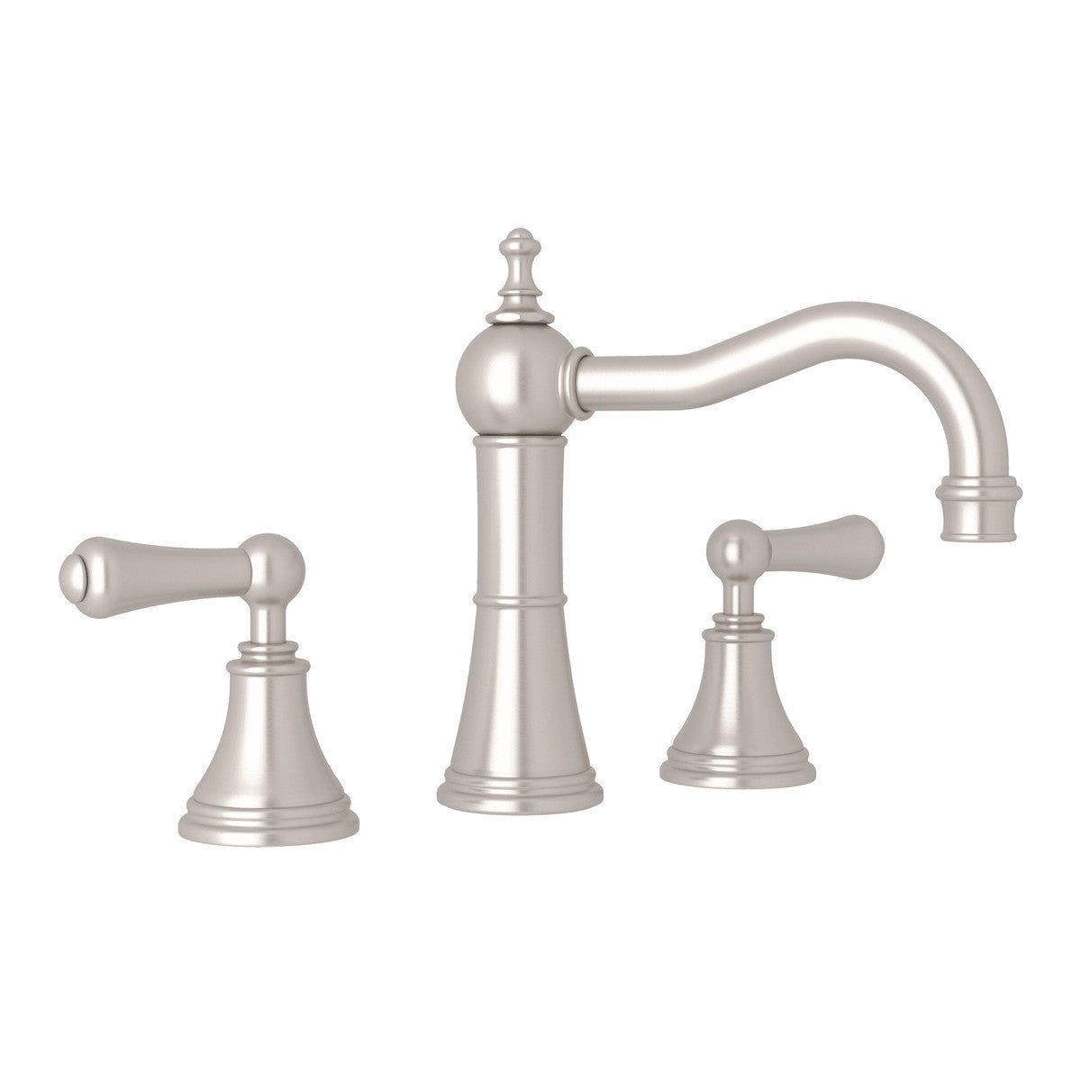Perrin & Rowe Georgian Era Widespread Lavatory Faucet With Column Spout, Metal Lever Handle