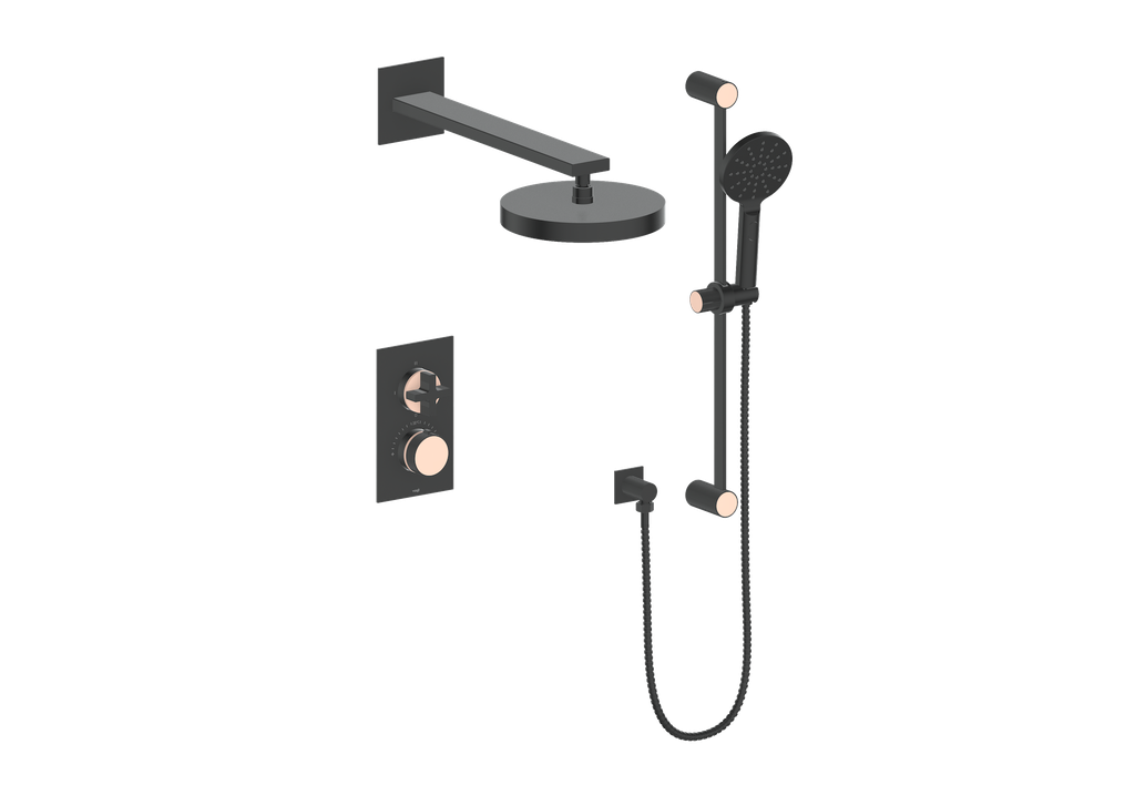 Vogt Mond 2-Way Thermostatic Shower System With Rough-In Valve, Matte Black