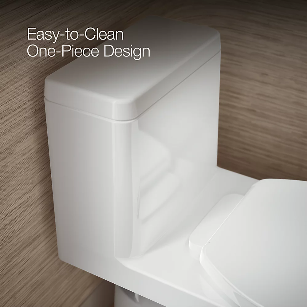 Kohler Reach One-Piece Compact Elongated Toilet With Skirted Trapway, 1.28 GPF Right-Hand Trip Lever