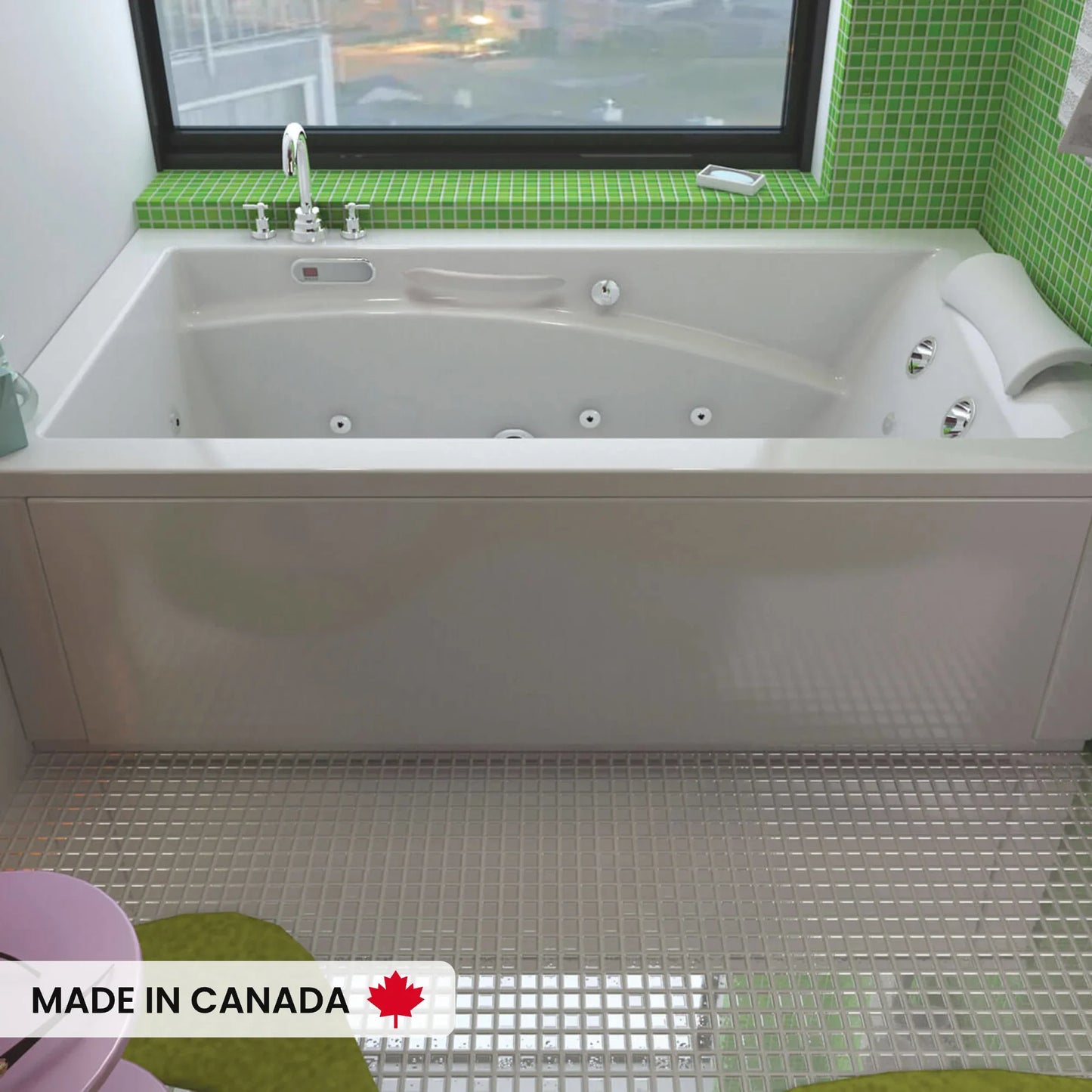 Maax Optik 6636 Acrylic Alcove End/Right/Left Drain Bathtub in White